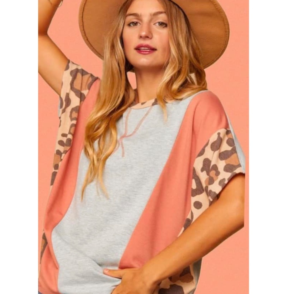 Women's Colorblock and Leopard Print Top
